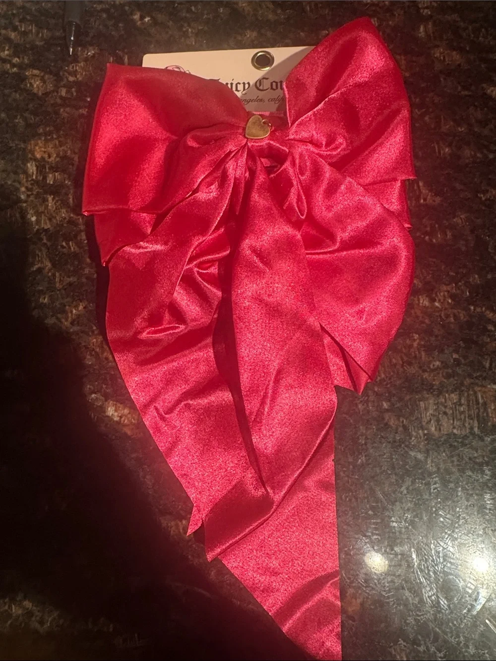 Juicy Couture Pink Satin Bow Hair Clip